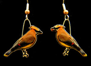 Cedar Waxwing Jabebo Earrings