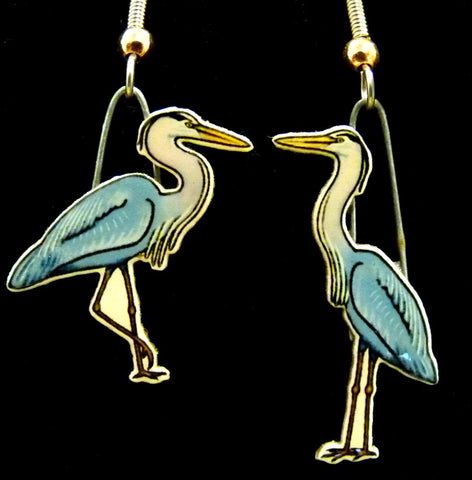 Great Blue Heron Jabebo Earrings