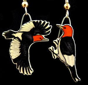 Red-headed Woodpecker Jabebo Earrings