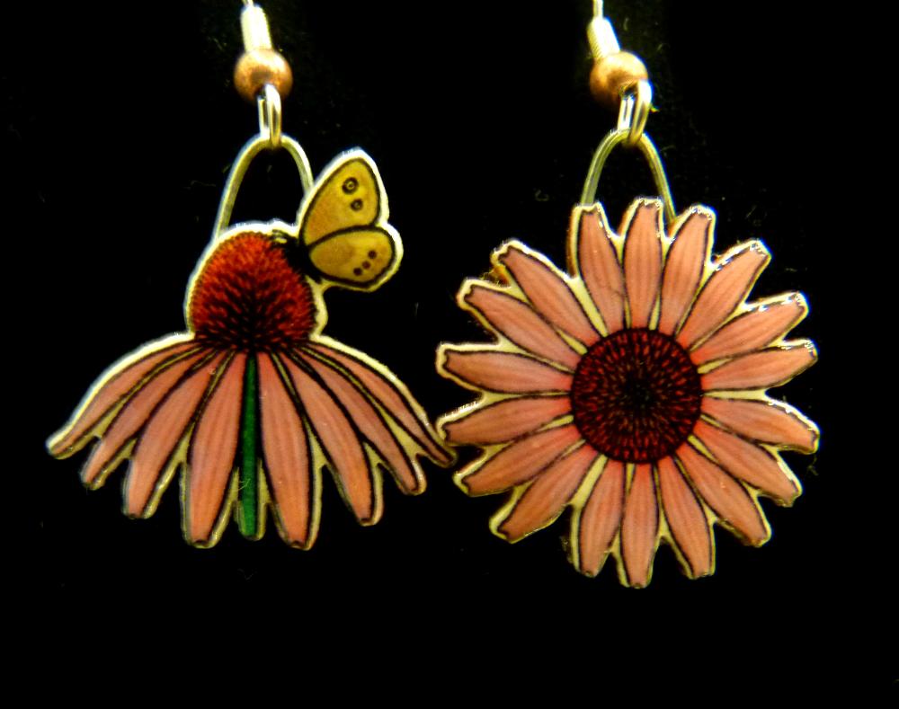 Echinacea with Butterfly Jabebo Earrings